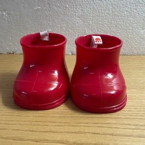 Build a Bear Workshop Red Rubber Rain Boots Superhero Shoes Shiny Wellies BABW
